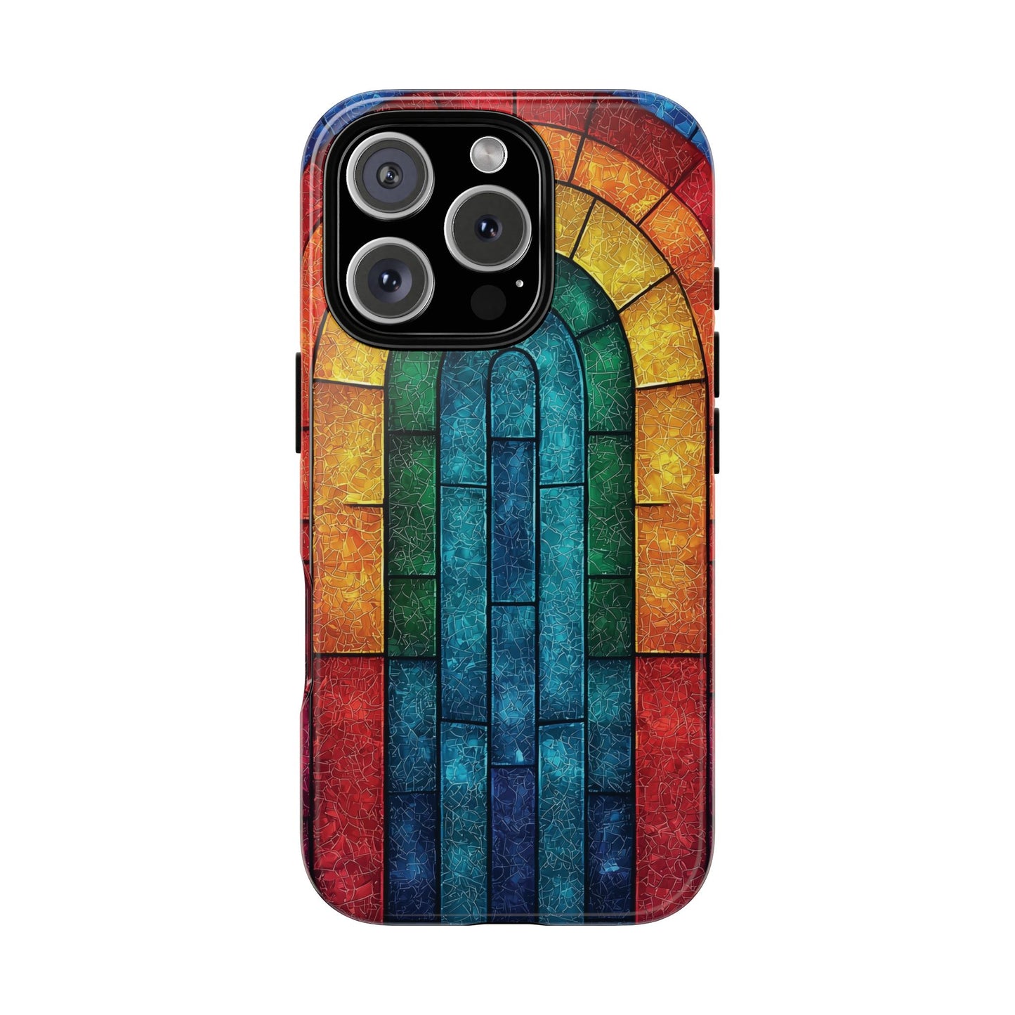 iPhone Phone Case Colorful Stained Glass Look Rainbow Phone Case Tough Cases for Nature Lovers Floral Phone Cover Gift for Mom Fall Aesthetic Eco-Friendly Design Wizard of Oz Lover
