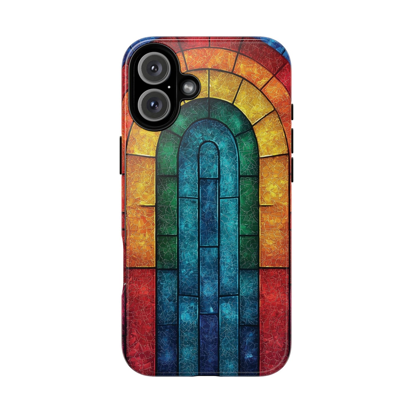 iPhone Phone Case Colorful Stained Glass Look Rainbow Phone Case Tough Cases for Nature Lovers Floral Phone Cover Gift for Mom Fall Aesthetic Eco-Friendly Design Wizard of Oz Lover