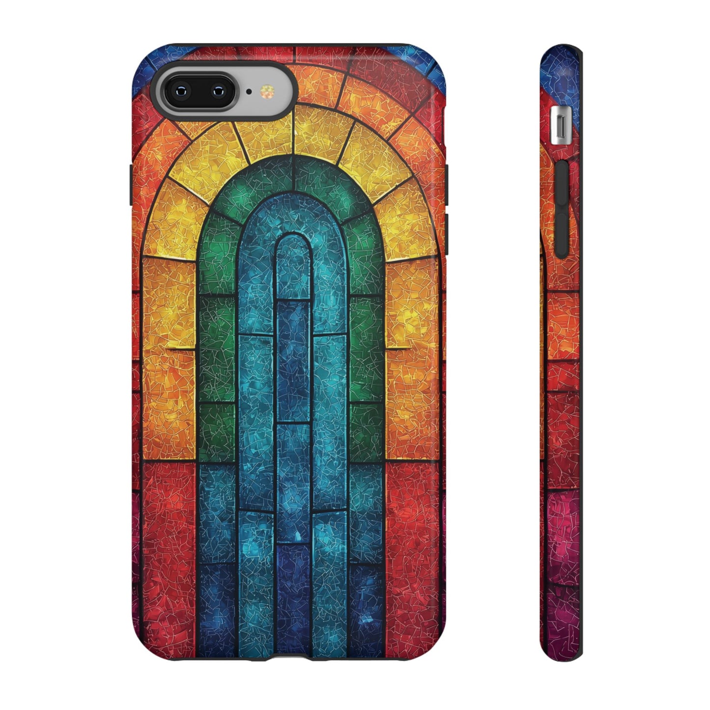 iPhone Phone Case Colorful Stained Glass Look Rainbow Phone Case Tough Cases for Nature Lovers Floral Phone Cover Gift for Mom Fall Aesthetic Eco-Friendly Design Wizard of Oz Lover