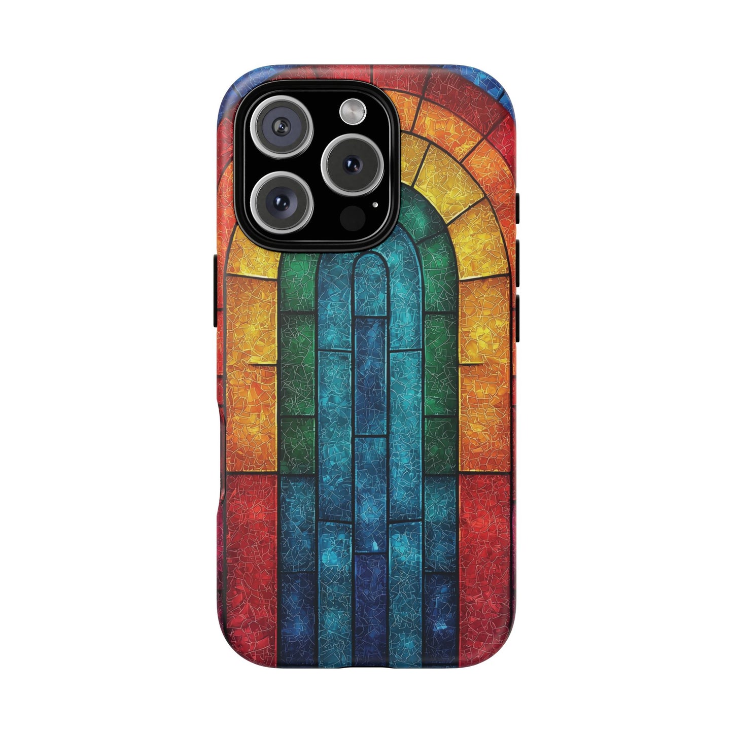 iPhone Phone Case Colorful Stained Glass Look Rainbow Phone Case Tough Cases for Nature Lovers Floral Phone Cover Gift for Mom Fall Aesthetic Eco-Friendly Design Wizard of Oz Lover