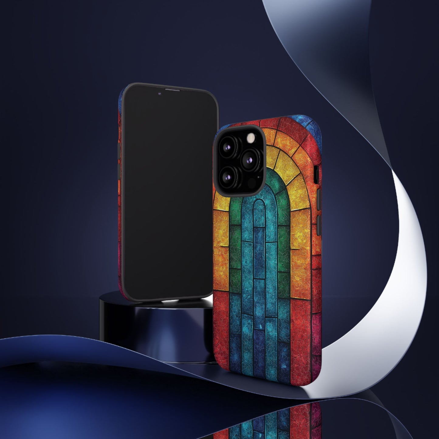 iPhone Phone Case Colorful Stained Glass Look Rainbow Phone Case Tough Cases for Nature Lovers Floral Phone Cover Gift for Mom Fall Aesthetic Eco-Friendly Design Wizard of Oz Lover