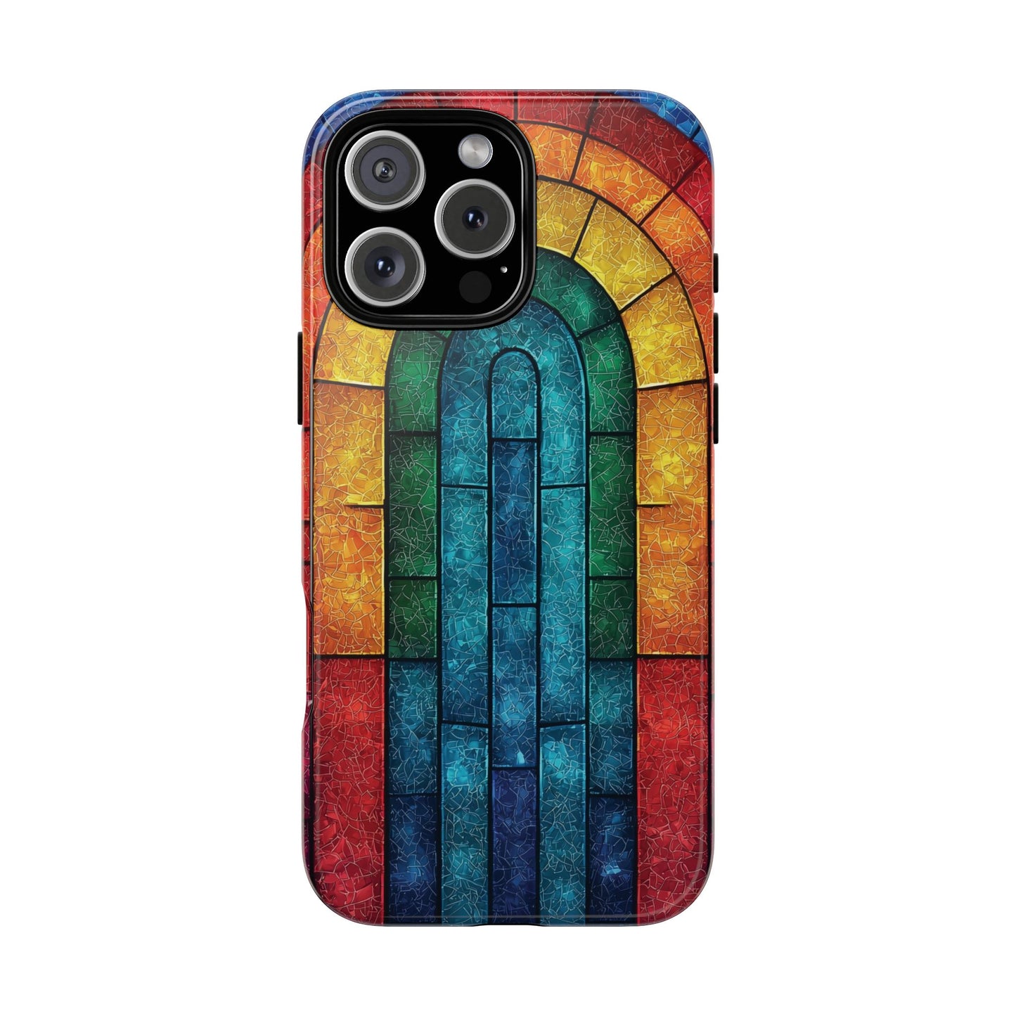 iPhone Phone Case Colorful Stained Glass Look Rainbow Phone Case Tough Cases for Nature Lovers Floral Phone Cover Gift for Mom Fall Aesthetic Eco-Friendly Design Wizard of Oz Lover
