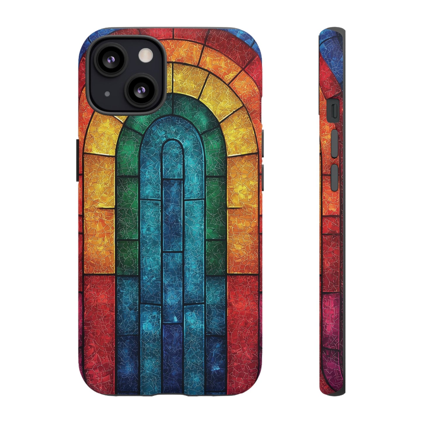 iPhone Phone Case Colorful Stained Glass Look Rainbow Phone Case Tough Cases for Nature Lovers Floral Phone Cover Gift for Mom Fall Aesthetic Eco-Friendly Design Wizard of Oz Lover