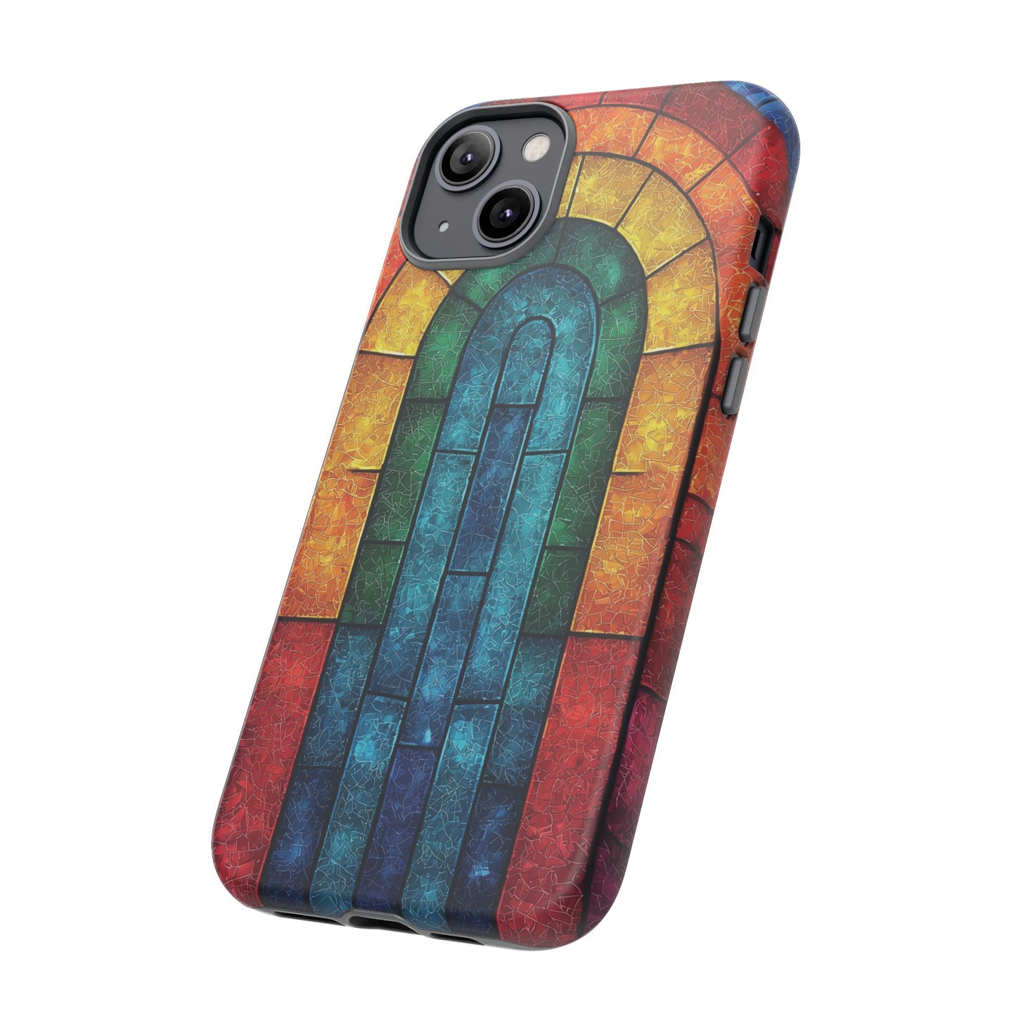 iPhone Phone Case Colorful Stained Glass Look Rainbow Phone Case Tough Cases for Nature Lovers Floral Phone Cover Gift for Mom Fall Aesthetic Eco-Friendly Design Wizard of Oz Lover