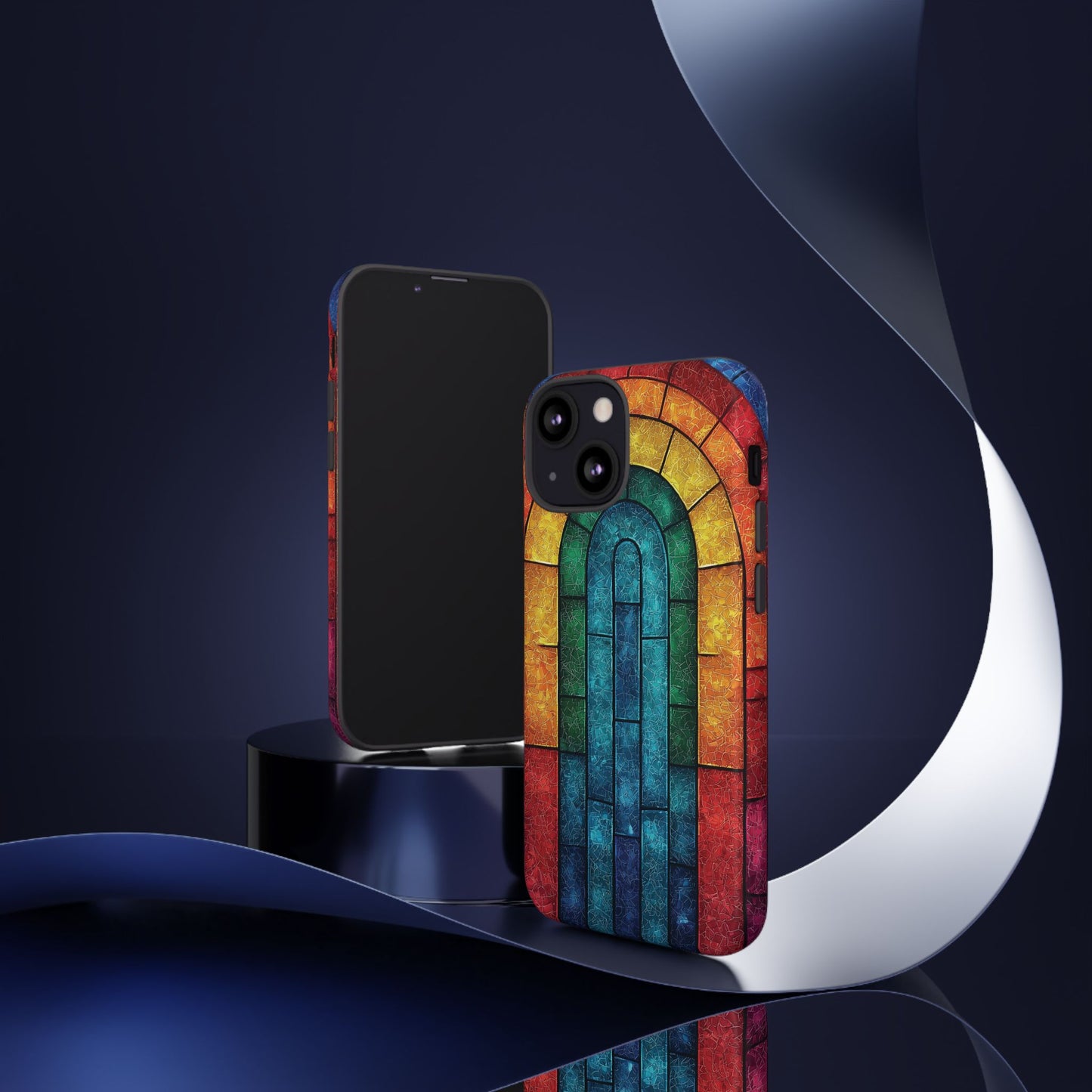 iPhone Phone Case Colorful Stained Glass Look Rainbow Phone Case Tough Cases for Nature Lovers Floral Phone Cover Gift for Mom Fall Aesthetic Eco-Friendly Design Wizard of Oz Lover