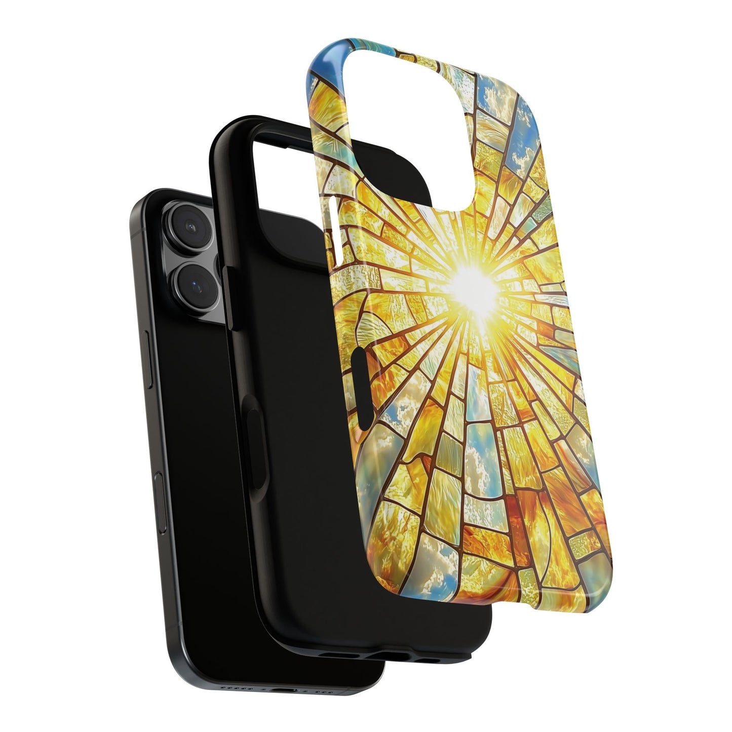 iPhone Phone Case Sun Stained Glass Tough Cases Vibrant Sunshine Design Unique Gift for Sunshine Lovers Colorful Phone Accessories for Summer Lovers