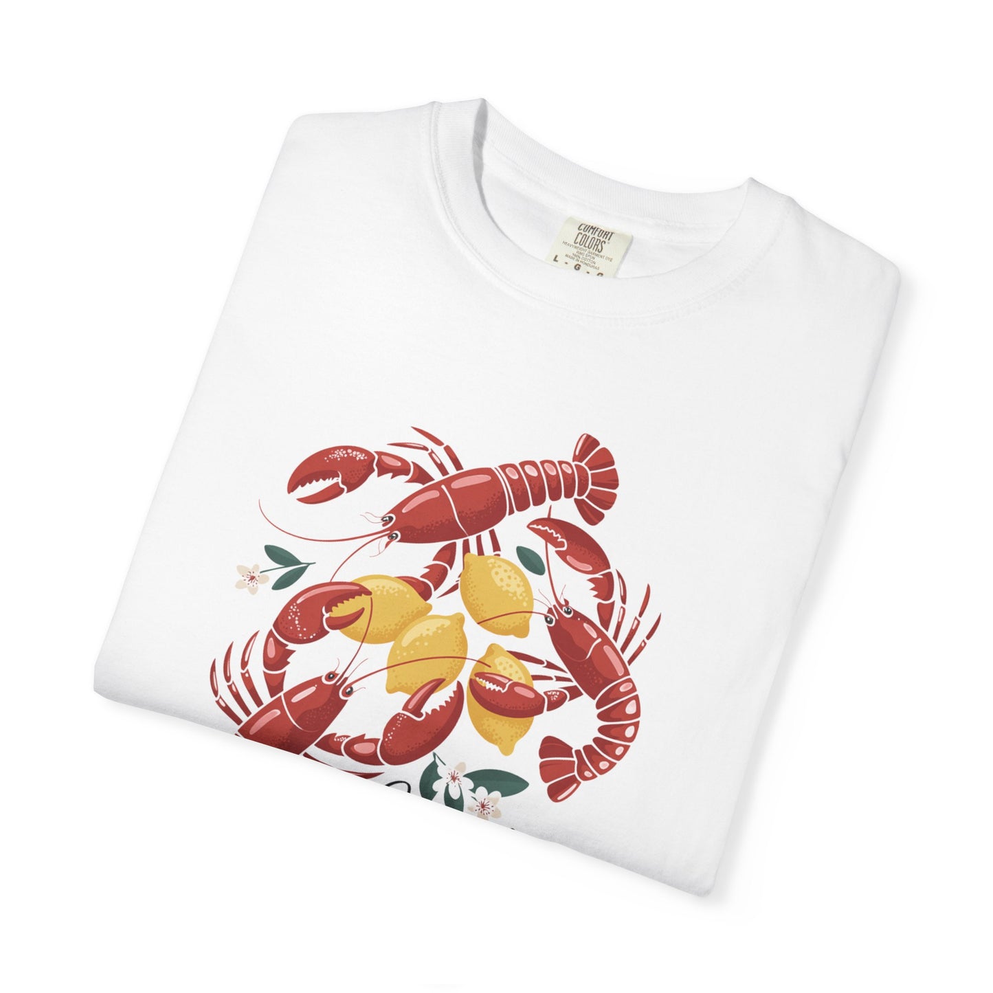 T-Shirt Fisherman Aesthetic Shirt Coastal Delights w/ Lobsters and Lemons Tee Gift for Sea Lovers Maine the Coast