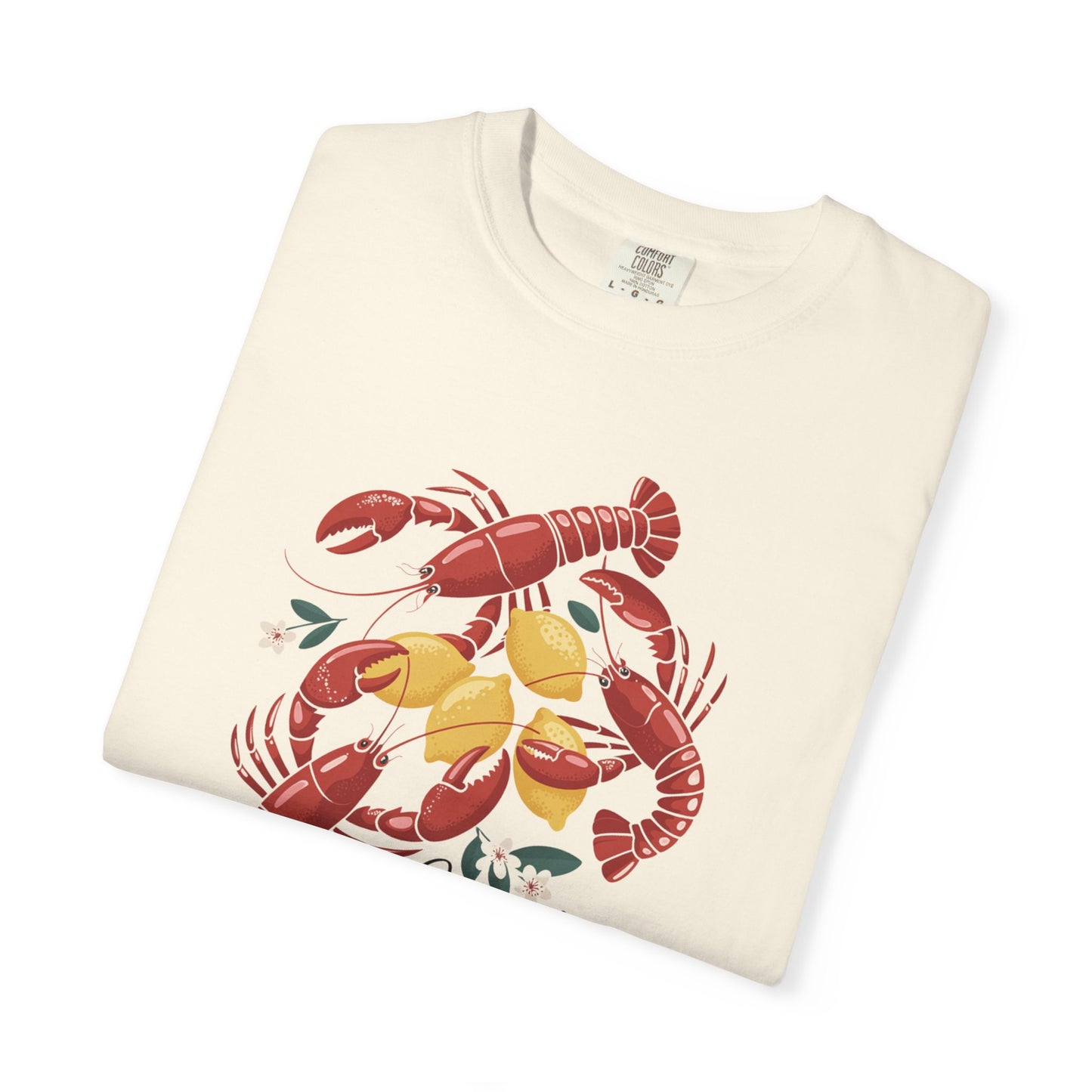 T-Shirt Fisherman Aesthetic Shirt Coastal Delights w/ Lobsters and Lemons Tee Gift for Sea Lovers Maine the Coast