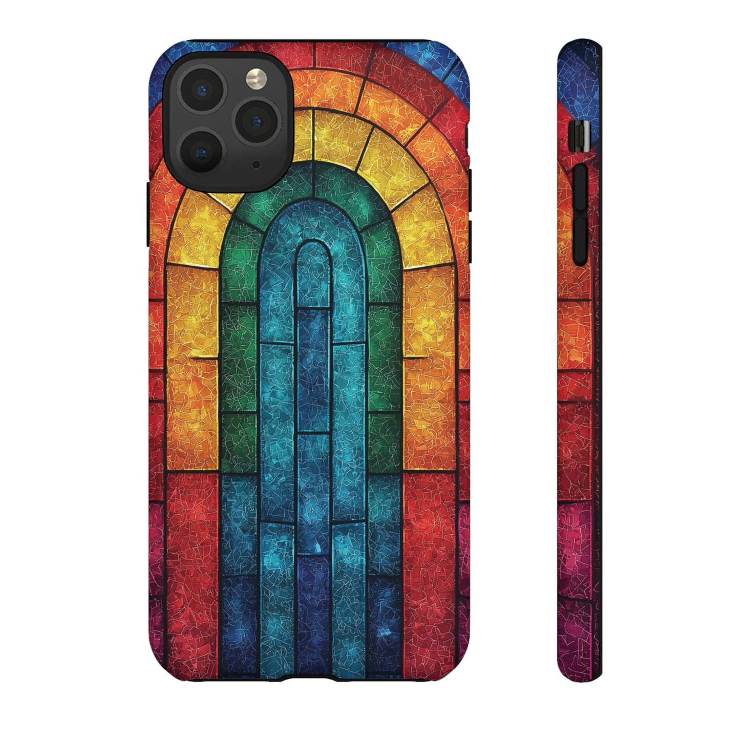 iPhone Phone Case Colorful Stained Glass Look Rainbow Phone Case Tough Cases for Nature Lovers Floral Phone Cover Gift for Mom Fall Aesthetic Eco-Friendly Design Wizard of Oz Lover