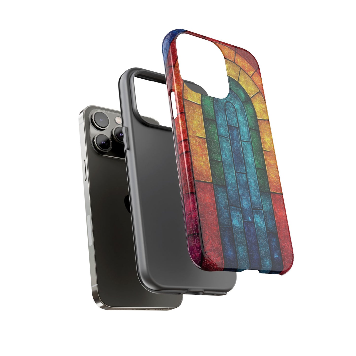 iPhone Phone Case Colorful Stained Glass Look Rainbow Phone Case Tough Cases for Nature Lovers Floral Phone Cover Gift for Mom Fall Aesthetic Eco-Friendly Design Wizard of Oz Lover