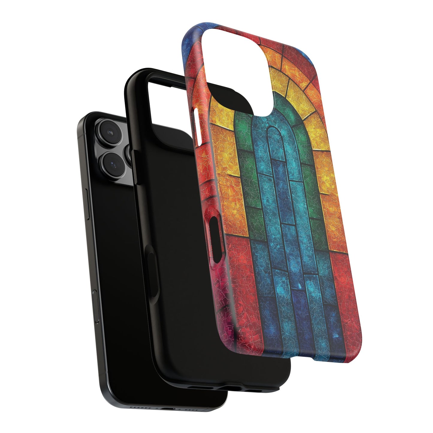iPhone Phone Case Colorful Stained Glass Look Rainbow Phone Case Tough Cases for Nature Lovers Floral Phone Cover Gift for Mom Fall Aesthetic Eco-Friendly Design Wizard of Oz Lover