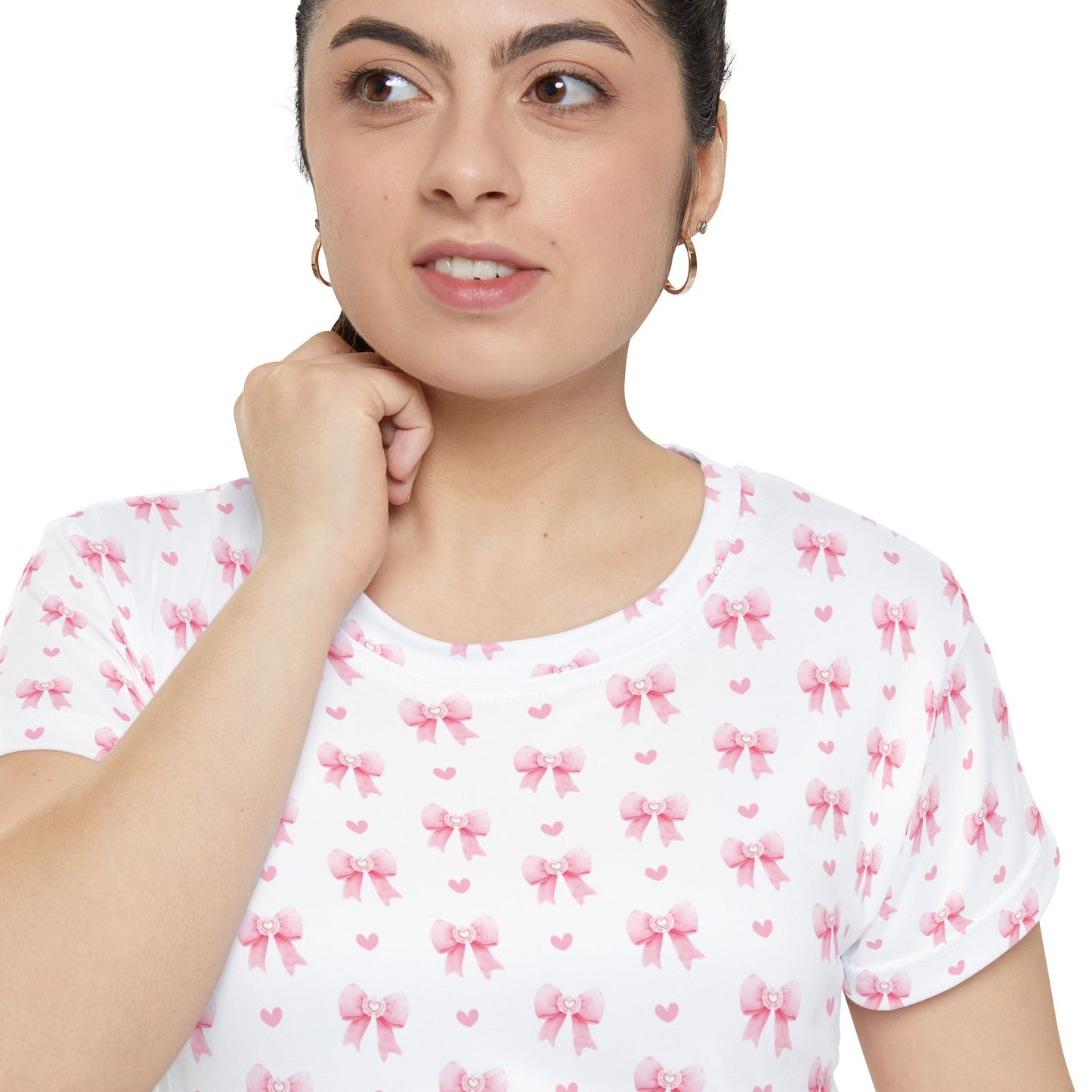 Shirt Pink Coquette Bow Pattern Tee Print Shirt for Gift