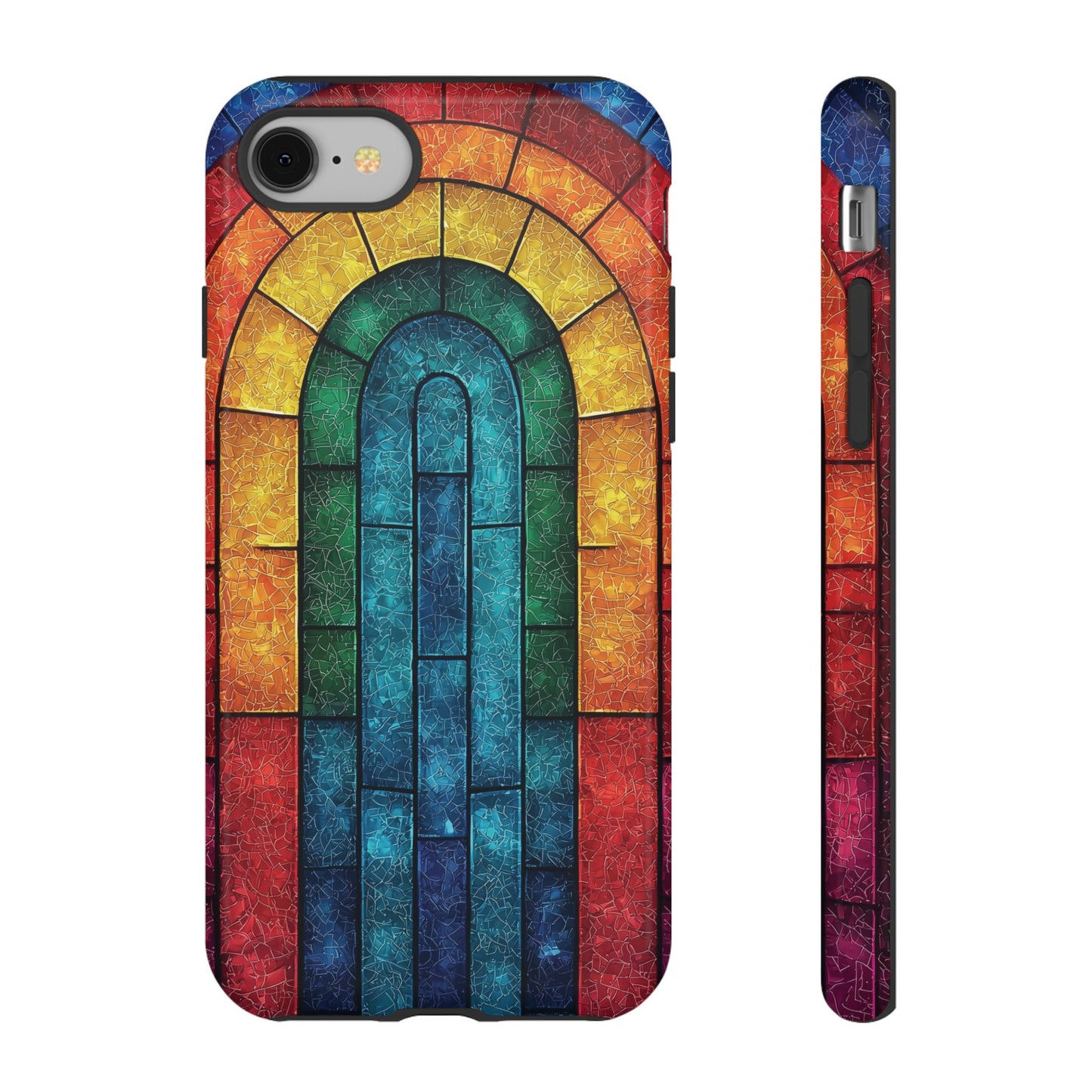 iPhone Phone Case Colorful Stained Glass Look Rainbow Phone Case Tough Cases for Nature Lovers Floral Phone Cover Gift for Mom Fall Aesthetic Eco-Friendly Design Wizard of Oz Lover
