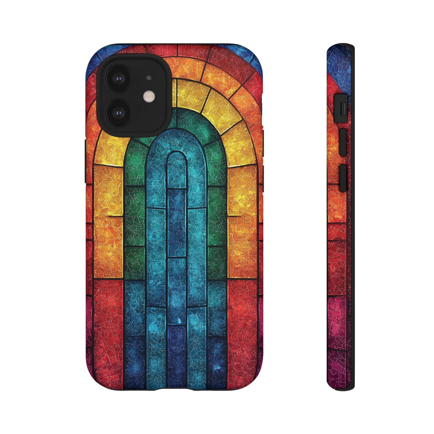 iPhone Phone Case Colorful Stained Glass Look Rainbow Phone Case Tough Cases for Nature Lovers Floral Phone Cover Gift for Mom Fall Aesthetic Eco-Friendly Design Wizard of Oz Lover
