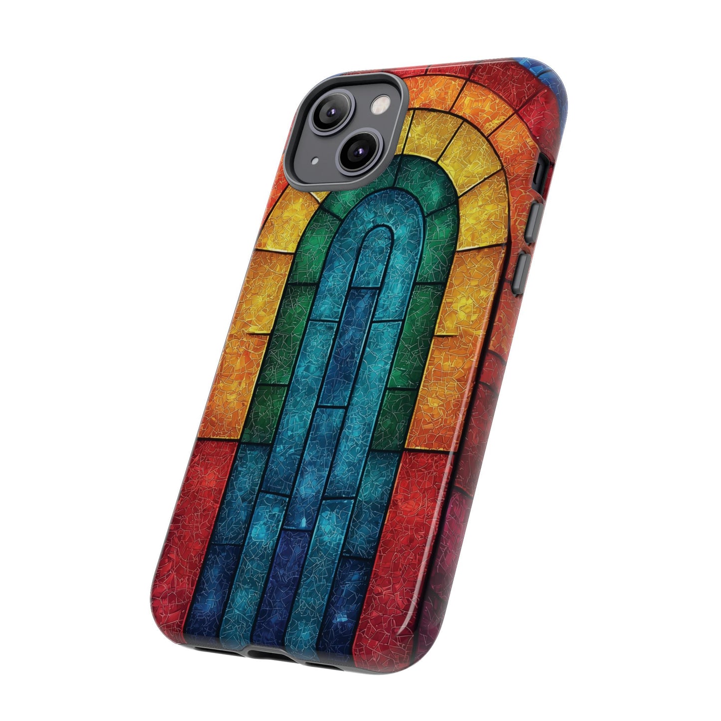 iPhone Phone Case Colorful Stained Glass Look Rainbow Phone Case Tough Cases for Nature Lovers Floral Phone Cover Gift for Mom Fall Aesthetic Eco-Friendly Design Wizard of Oz Lover