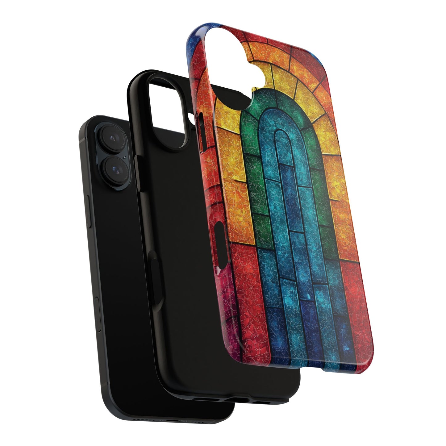 iPhone Phone Case Colorful Stained Glass Look Rainbow Phone Case Tough Cases for Nature Lovers Floral Phone Cover Gift for Mom Fall Aesthetic Eco-Friendly Design Wizard of Oz Lover