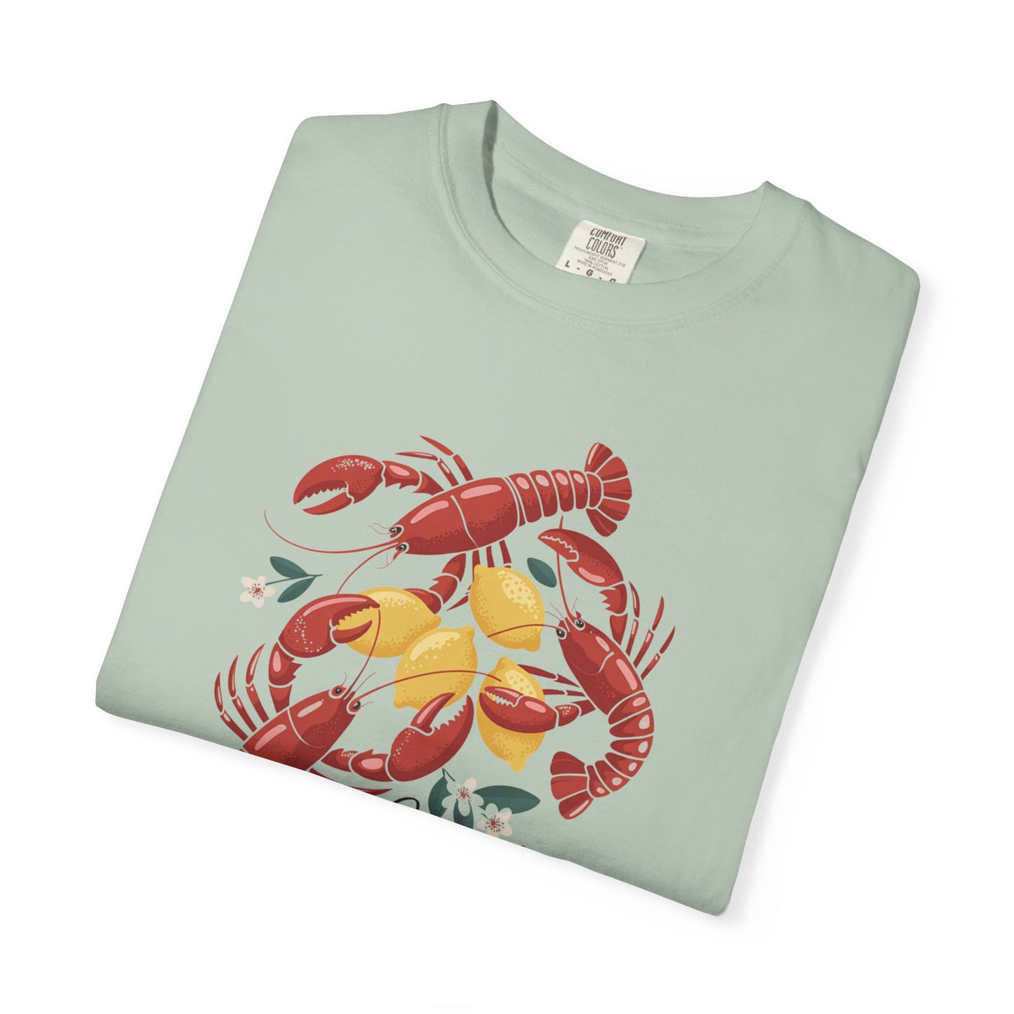 T-Shirt Fisherman Aesthetic Shirt Coastal Delights w/ Lobsters and Lemons Tee Gift for Sea Lovers Maine the Coast