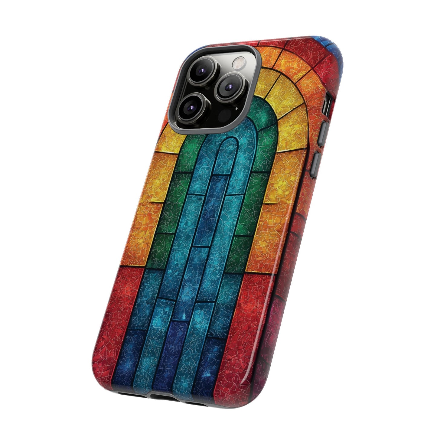 iPhone Phone Case Colorful Stained Glass Look Rainbow Phone Case Tough Cases for Nature Lovers Floral Phone Cover Gift for Mom Fall Aesthetic Eco-Friendly Design Wizard of Oz Lover