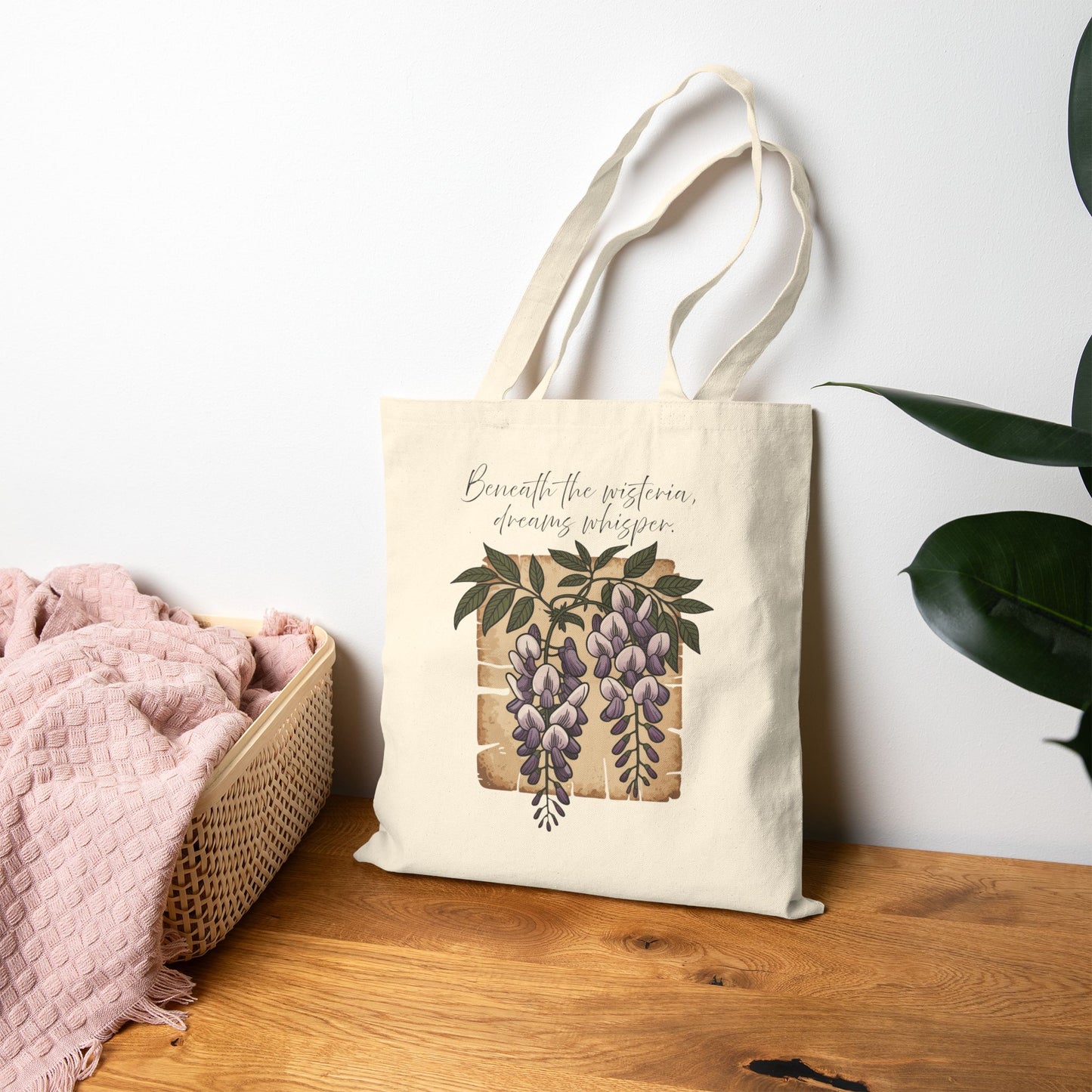 Tote Bag Chateaucore Bag Botanical Tote Bag, Eco-Friendly Shopping Tote, Gift for Plant Lovers, Wisteria Floral Design, Reusable Grocery Bag