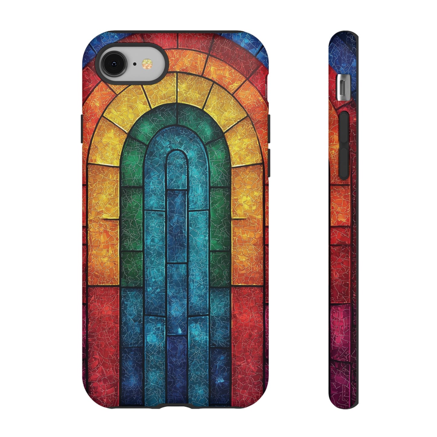 iPhone Phone Case Colorful Stained Glass Look Rainbow Phone Case Tough Cases for Nature Lovers Floral Phone Cover Gift for Mom Fall Aesthetic Eco-Friendly Design Wizard of Oz Lover