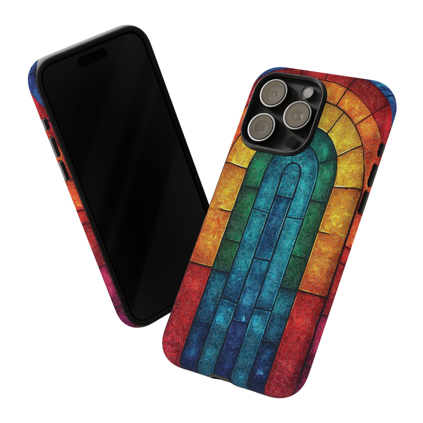 iPhone Phone Case Colorful Stained Glass Look Rainbow Phone Case Tough Cases for Nature Lovers Floral Phone Cover Gift for Mom Fall Aesthetic Eco-Friendly Design Wizard of Oz Lover