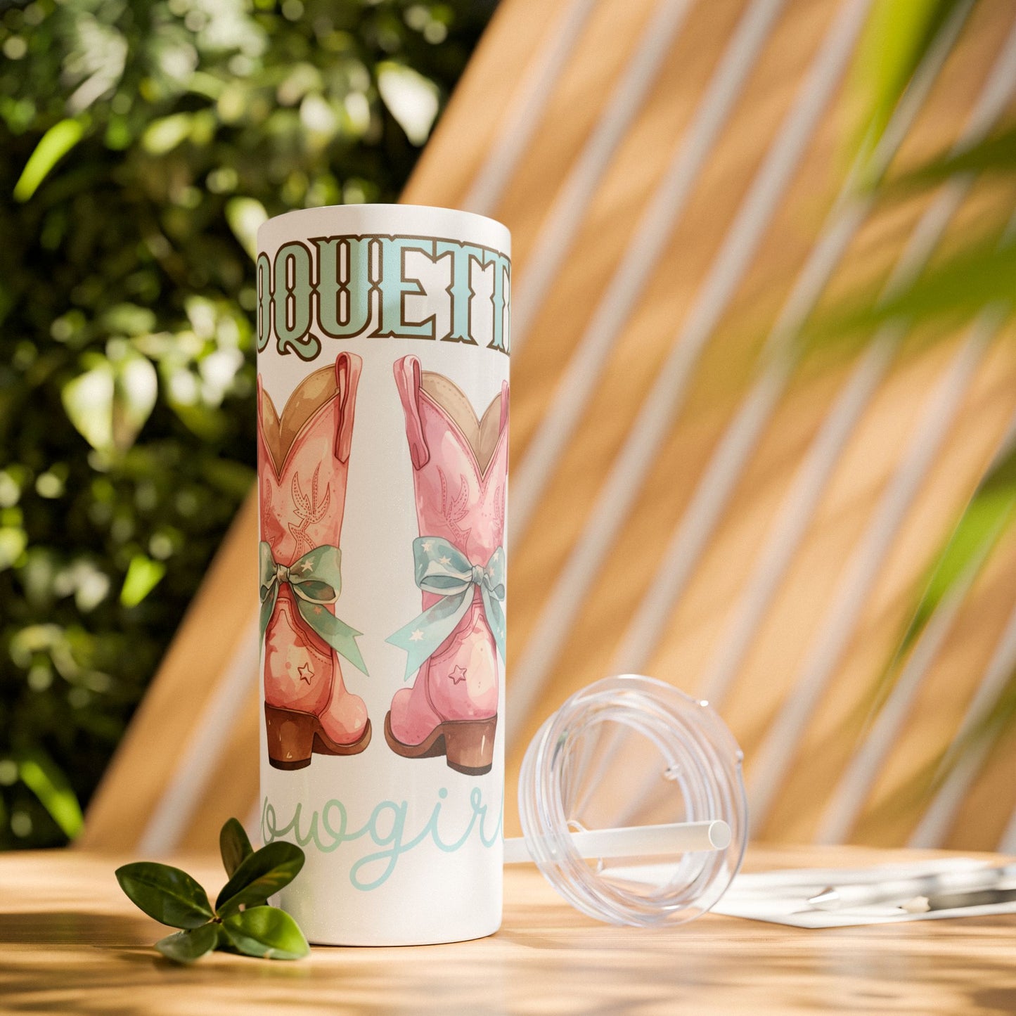 Coquette Cowgirl Skinny Tumbler with Straw, 20oz