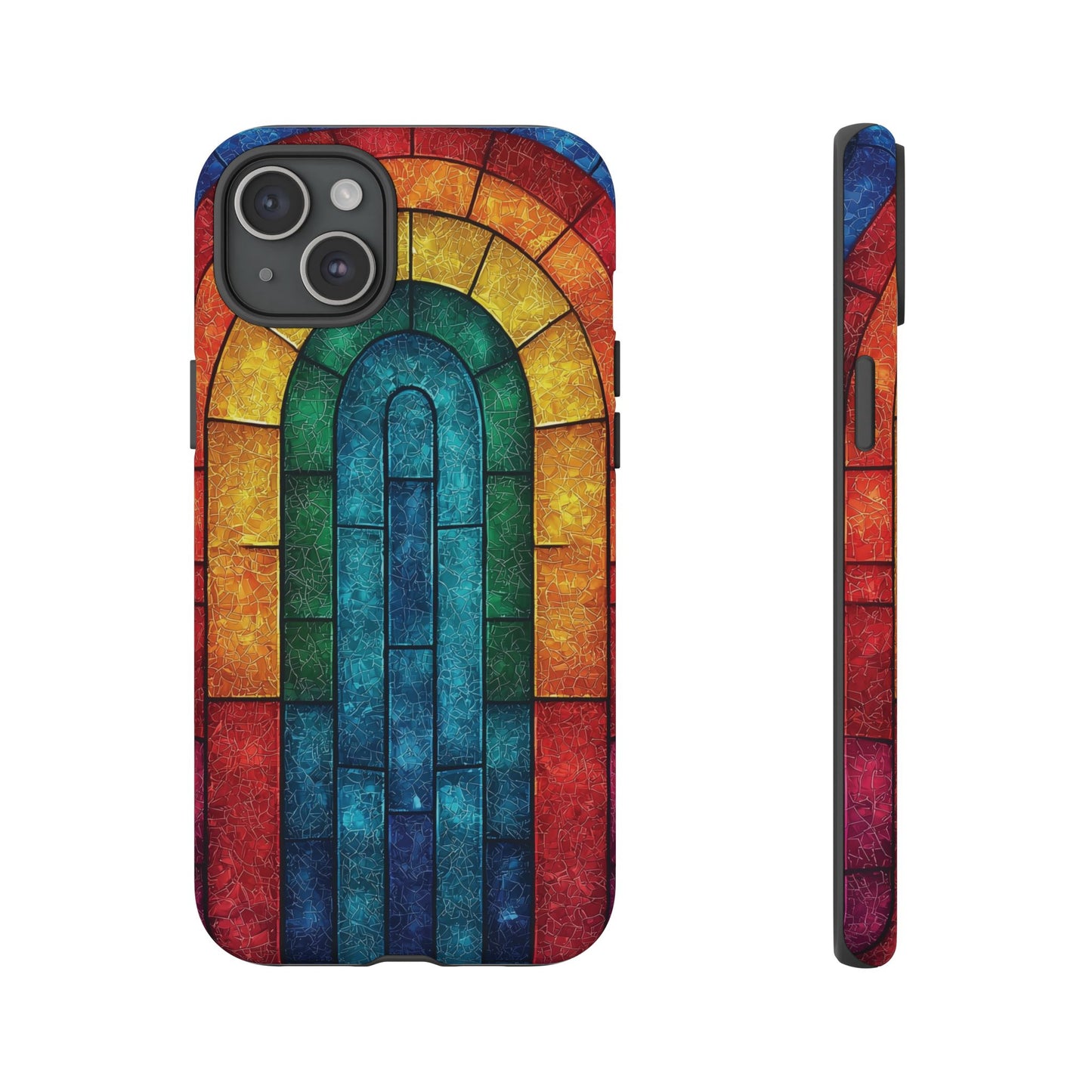 iPhone Phone Case Colorful Stained Glass Look Rainbow Phone Case Tough Cases for Nature Lovers Floral Phone Cover Gift for Mom Fall Aesthetic Eco-Friendly Design Wizard of Oz Lover