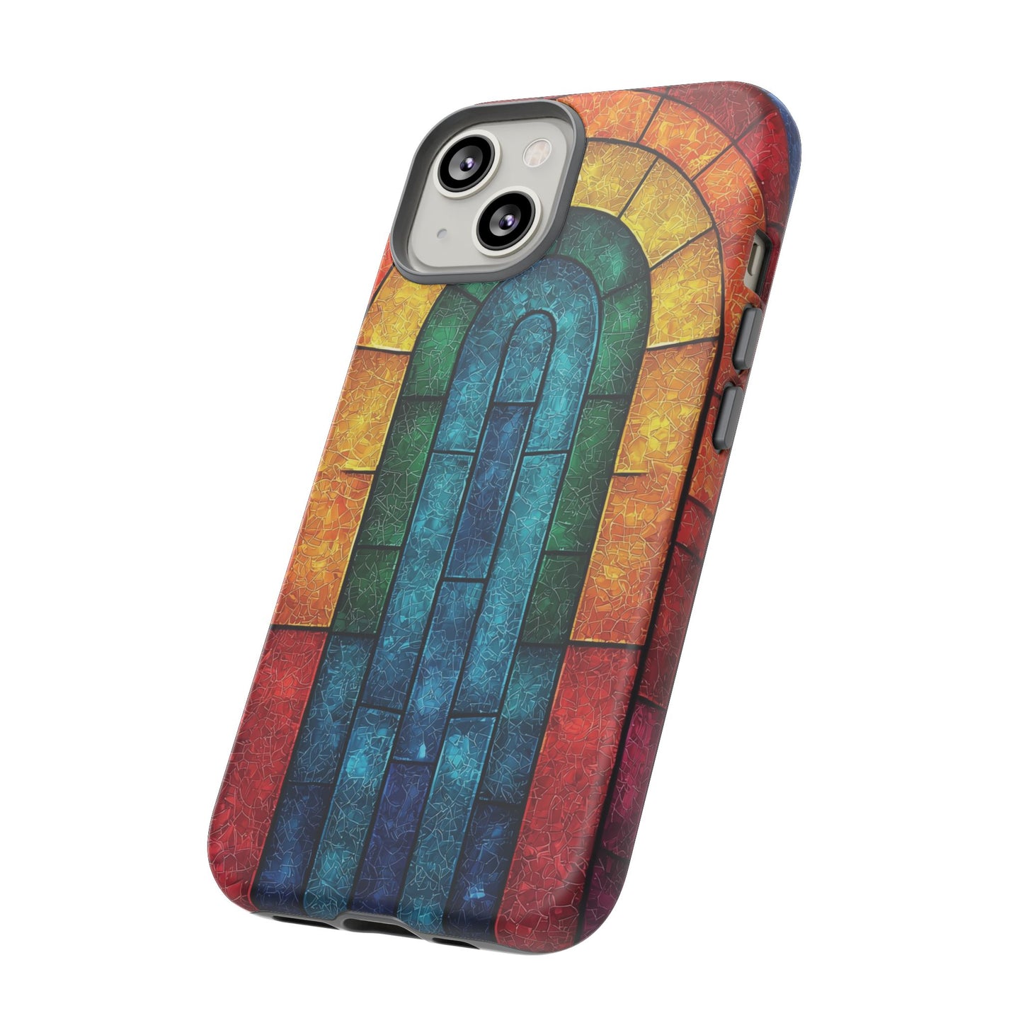 iPhone Phone Case Colorful Stained Glass Look Rainbow Phone Case Tough Cases for Nature Lovers Floral Phone Cover Gift for Mom Fall Aesthetic Eco-Friendly Design Wizard of Oz Lover