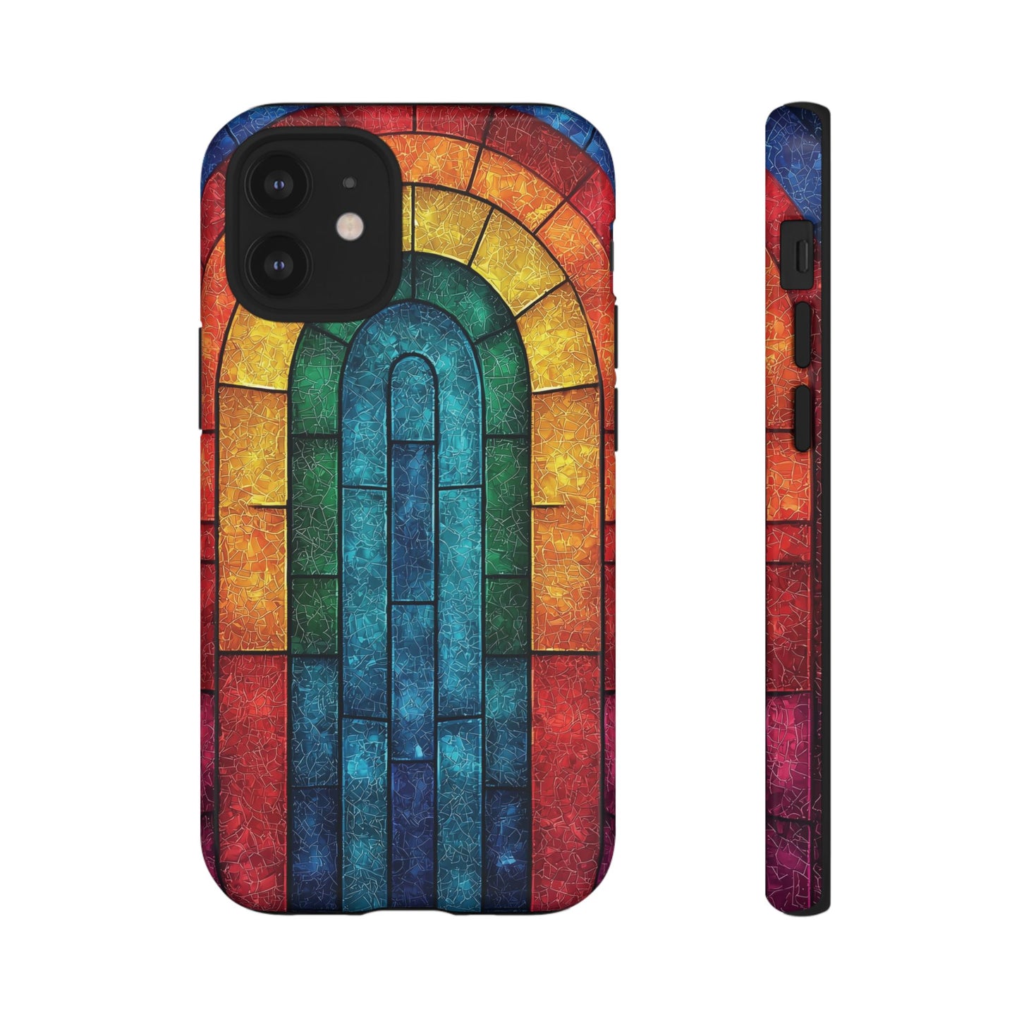 iPhone Phone Case Colorful Stained Glass Look Rainbow Phone Case Tough Cases for Nature Lovers Floral Phone Cover Gift for Mom Fall Aesthetic Eco-Friendly Design Wizard of Oz Lover