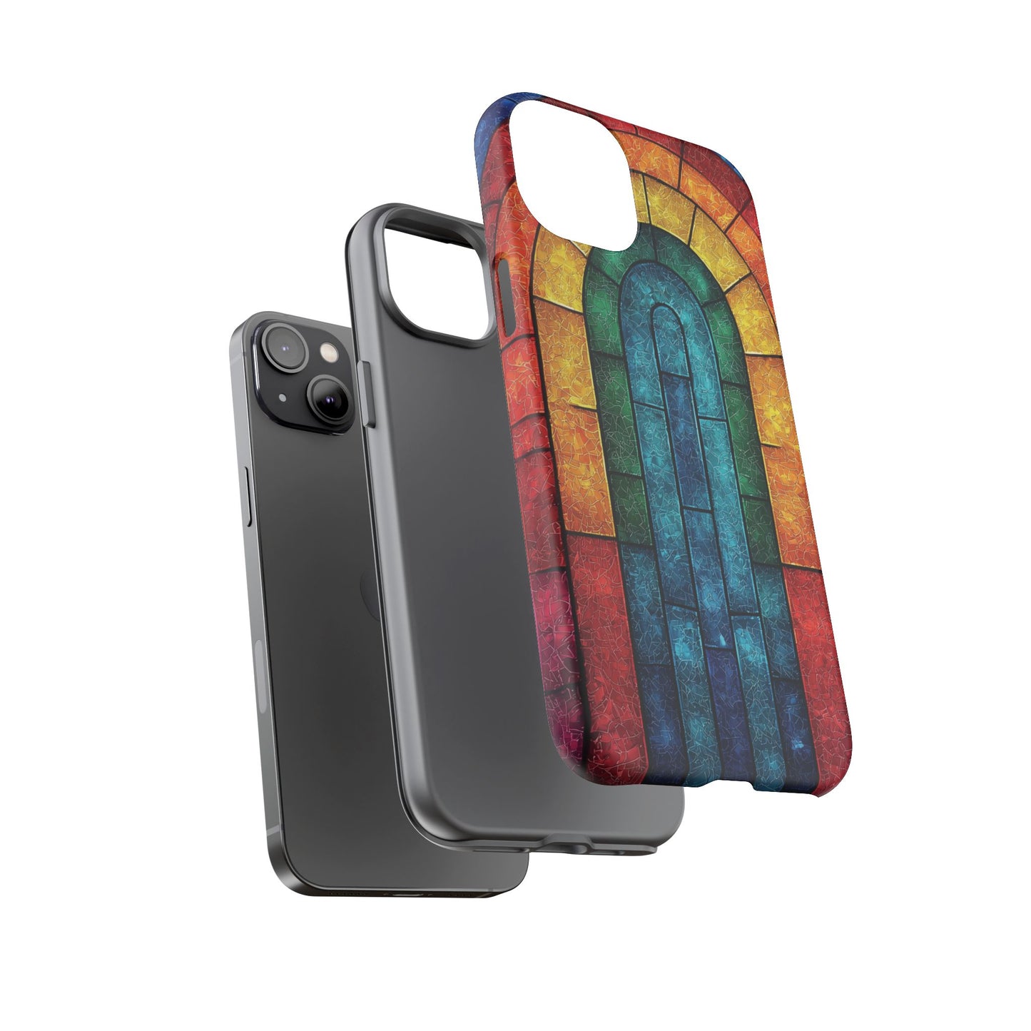 iPhone Phone Case Colorful Stained Glass Look Rainbow Phone Case Tough Cases for Nature Lovers Floral Phone Cover Gift for Mom Fall Aesthetic Eco-Friendly Design Wizard of Oz Lover