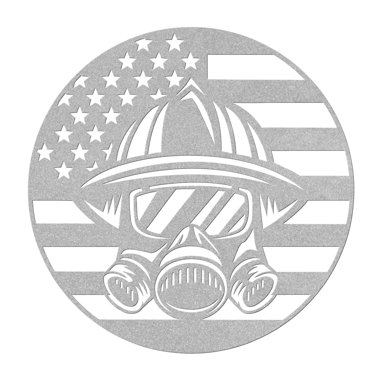 Firefighter Helmet with Flag Metal Sign