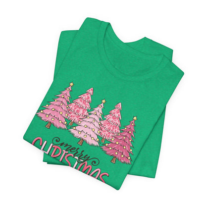 Pink Merry Christmas Tree Holiday TShirt