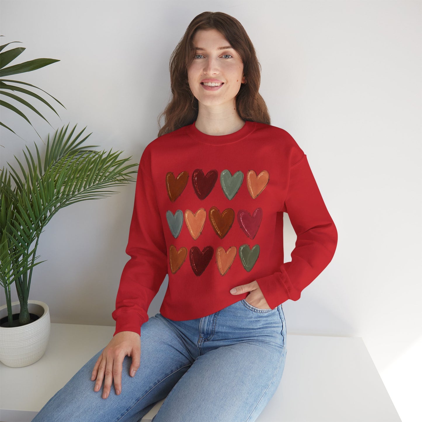 Fall Hearts Crewneck Sweatshirt