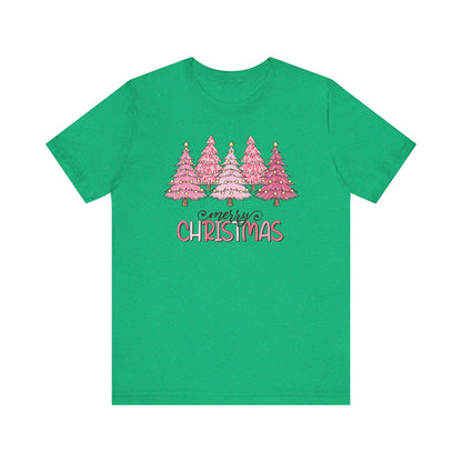 Pink Merry Christmas Tree Holiday TShirt