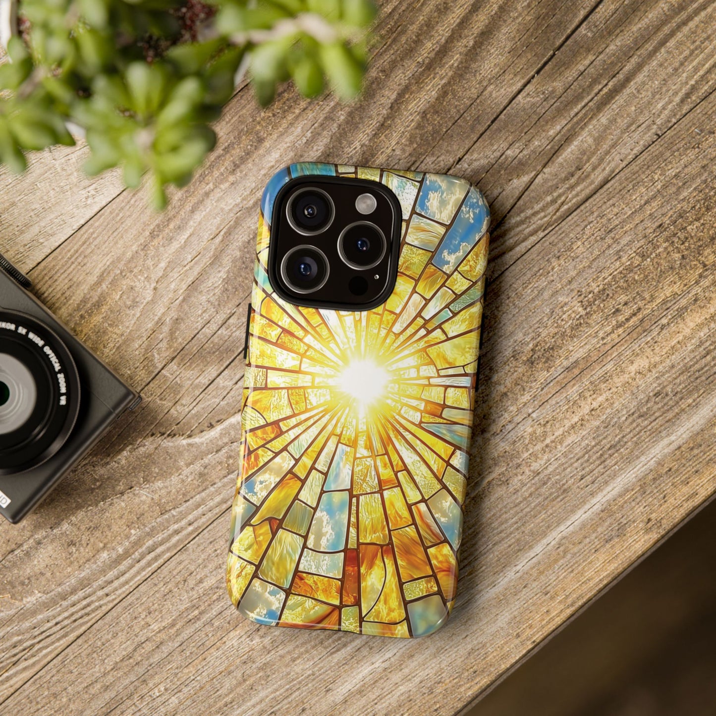 iPhone Phone Case Sun Stained Glass Tough Cases Vibrant Sunshine Design Unique Gift for Sunshine Lovers Colorful Phone Accessories for Summer Lovers