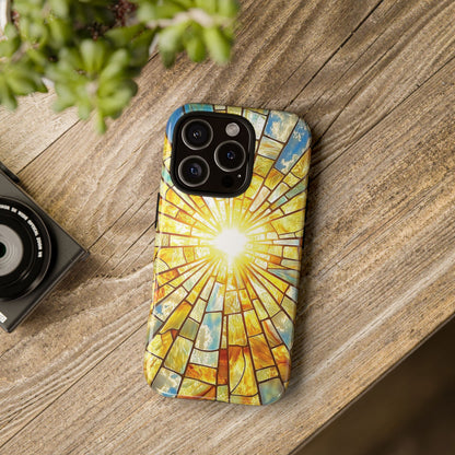iPhone Phone Case Sun Stained Glass Tough Cases Vibrant Sunshine Design Unique Gift for Sunshine Lovers Colorful Phone Accessories for Summer Lovers