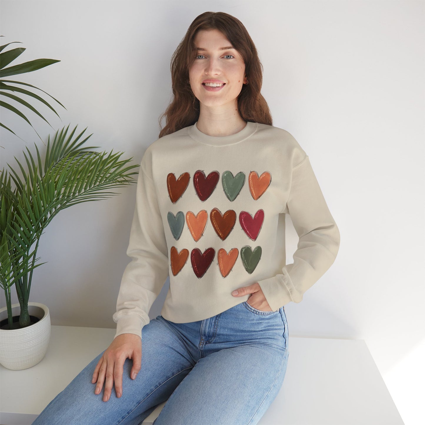 Fall Hearts Crewneck Sweatshirt