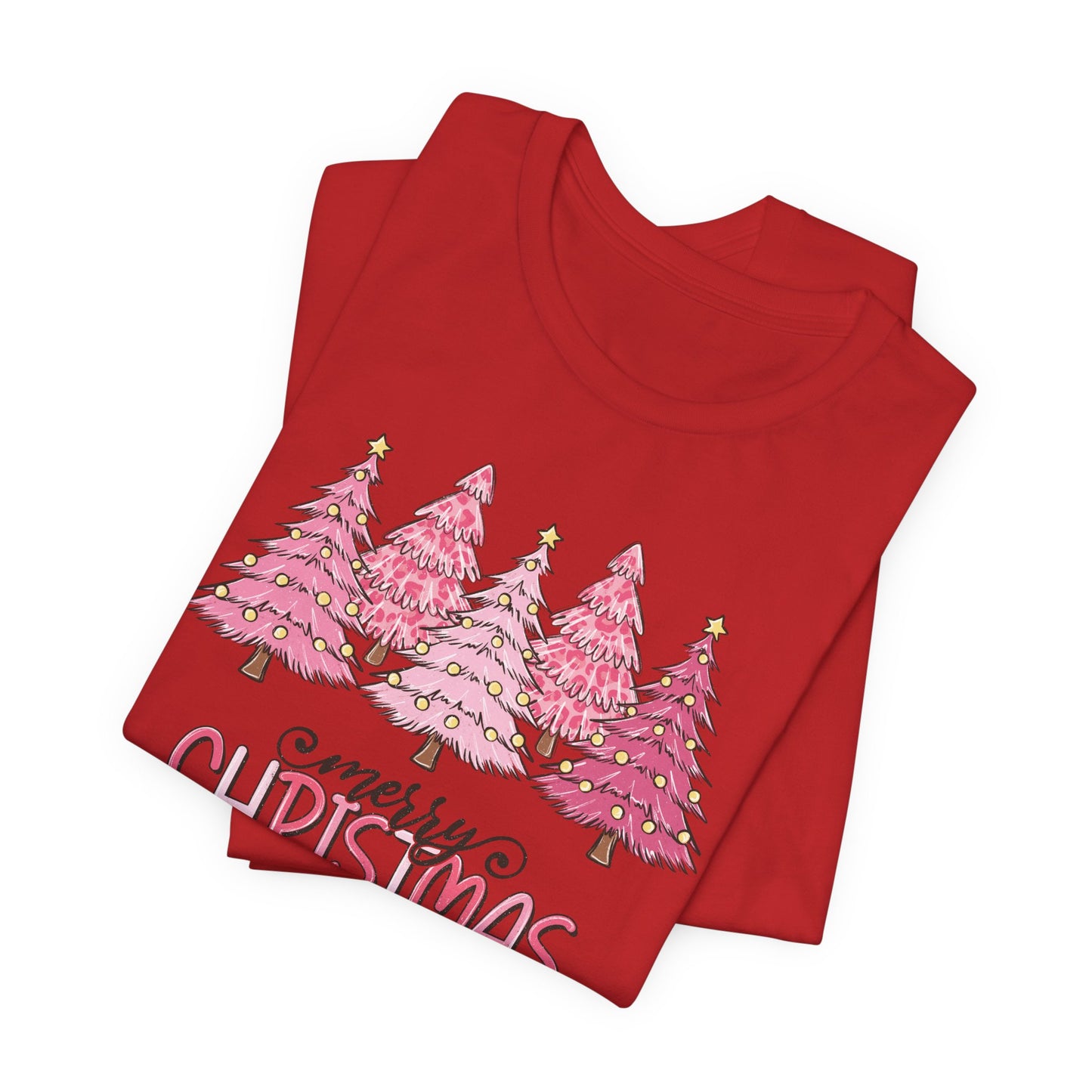 Pink Merry Christmas Tree Holiday TShirt