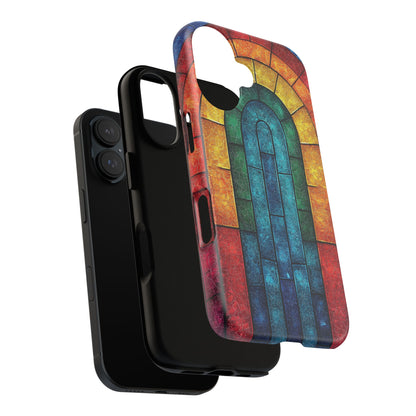iPhone Phone Case Colorful Stained Glass Look Rainbow Phone Case Tough Cases for Nature Lovers Floral Phone Cover Gift for Mom Fall Aesthetic Eco-Friendly Design Wizard of Oz Lover