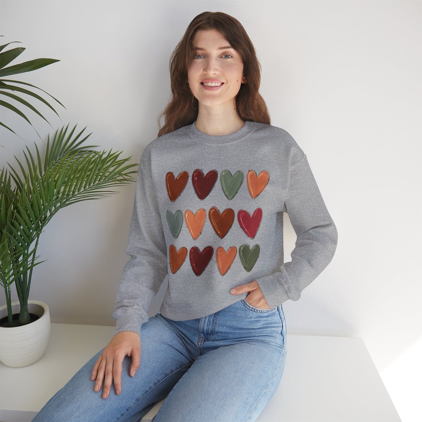 Fall Hearts Crewneck Sweatshirt