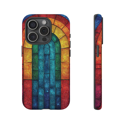 iPhone Phone Case Colorful Stained Glass Look Rainbow Phone Case Tough Cases for Nature Lovers Floral Phone Cover Gift for Mom Fall Aesthetic Eco-Friendly Design Wizard of Oz Lover