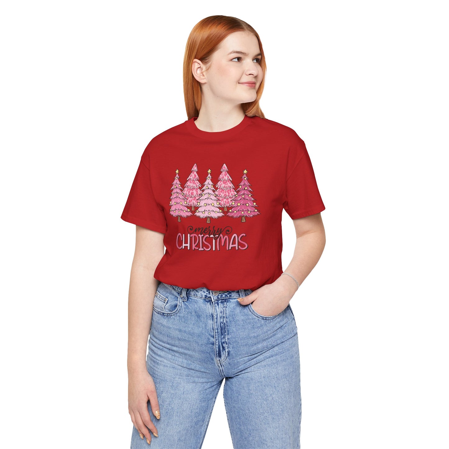 Pink Merry Christmas Tree Holiday TShirt