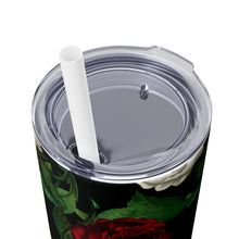 Load image into Gallery viewer, Red White Roses on Black Skinny Tumbler
