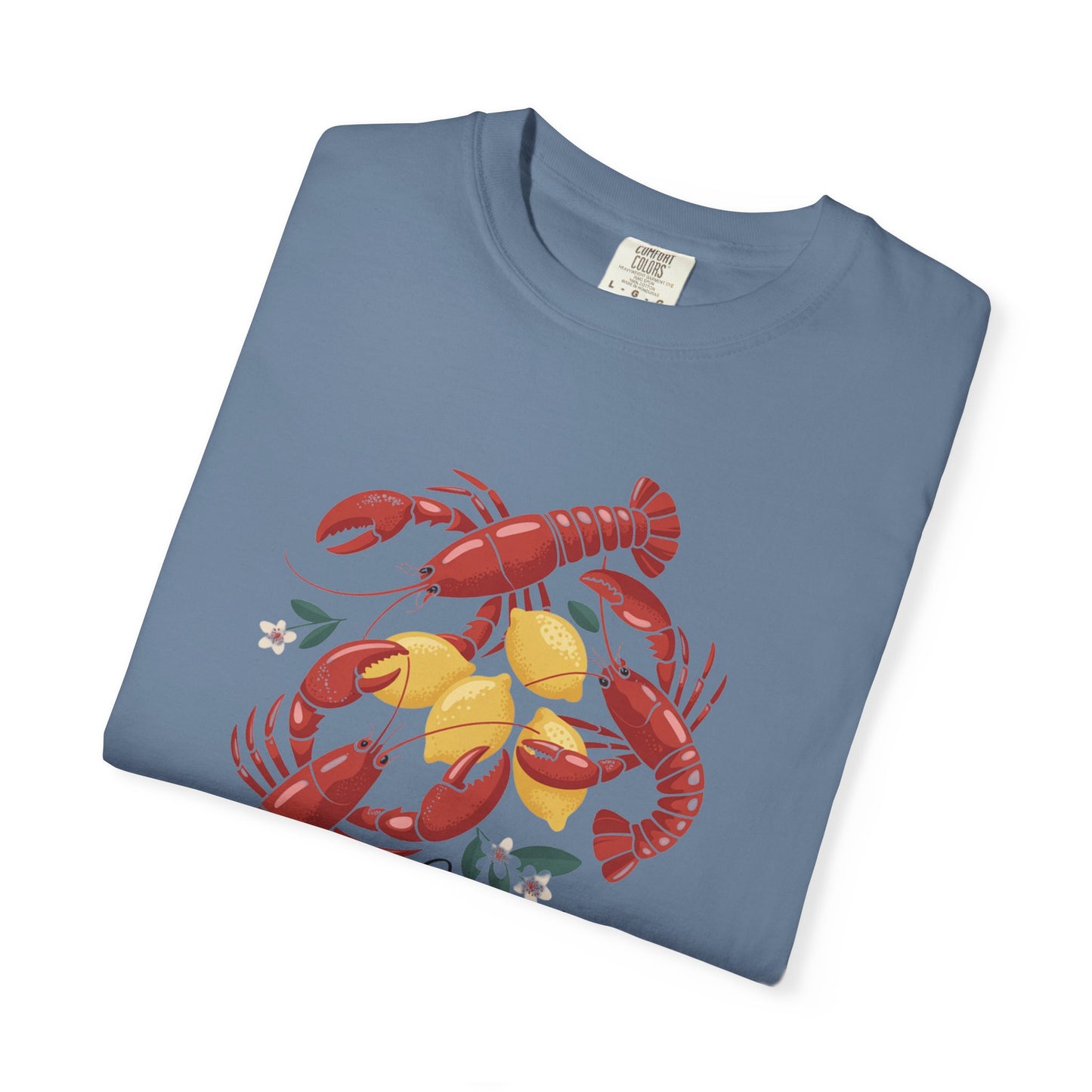 T-Shirt Fisherman Aesthetic Shirt Coastal Delights w/ Lobsters and Lemons Tee Gift for Sea Lovers Maine the Coast