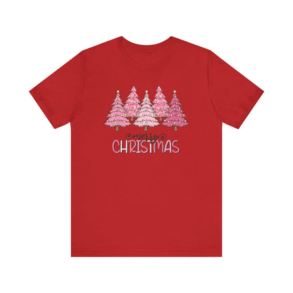 Pink Merry Christmas Tree Holiday TShirt