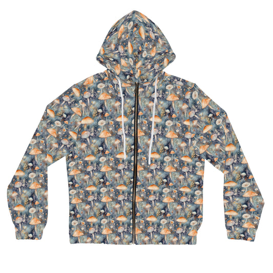 Navy Mushroom Women’s Full-Zip Hoodie (AOP)