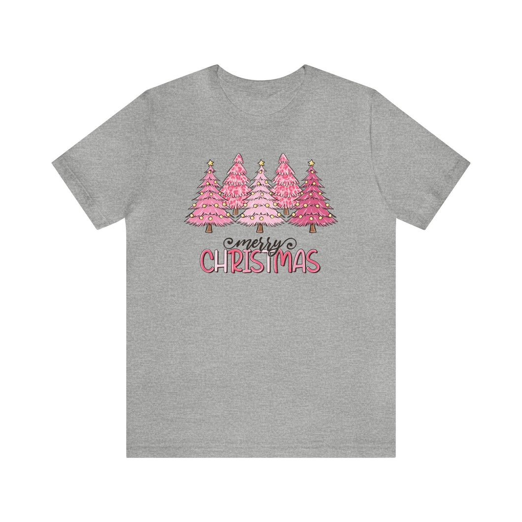 Pink Merry Christmas Tree Holiday TShirt