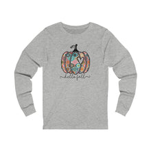 Load image into Gallery viewer, Boho Patchwork Pumpkin Hello Fall Unisex Long Sleeve Tee
