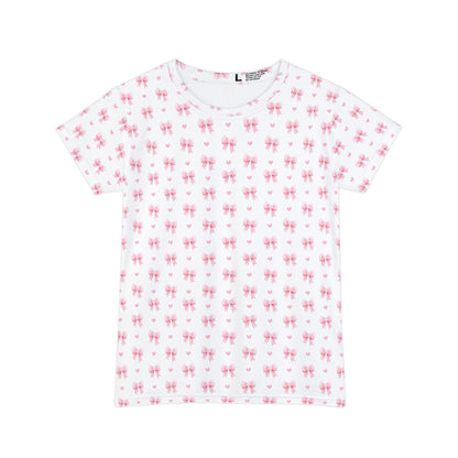 Shirt Pink Coquette Bow Pattern Tee Print Shirt for Gift