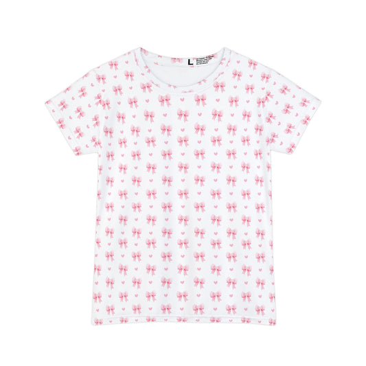Shirt Pink Coquette Bow Pattern Tee Print Shirt for Gift